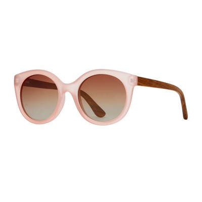 Ellyn Eco-Sustainable Polarized Sunglasses w/Matte Rose & Walnut Frame