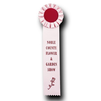 Custom Single Streamer Rosette Ribbon w/ Center Button (3"x11")