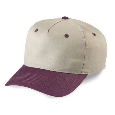 2 Tone Pro Look Low Crown 5 Panel Cotton Twill Cap