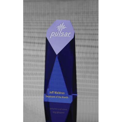 Large Cobalt Blue Monument Optical Crystal Award