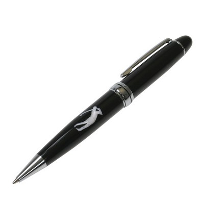 Glossy Black Golfer Design Ballpoint Pen