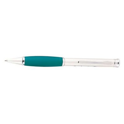 Silver Ballpoint Pen w/Green Grip