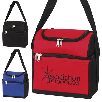 Insulated Cooler Bag W/ 2 Zipper Compartments