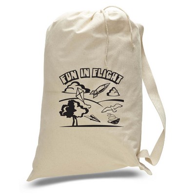 Small Natural Canvas Drawstring Laundry Bag - 1 Color (18"x24")