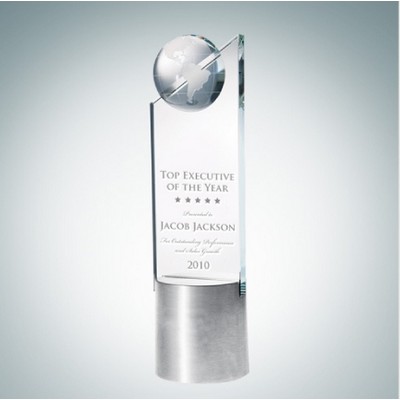 Globe Clear Glass Pinnacle Award w/ Round Base