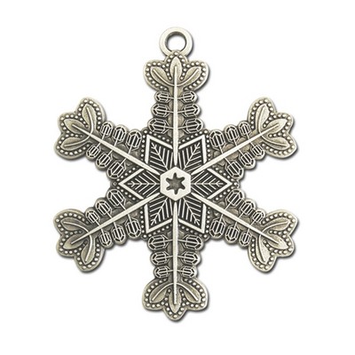 Two-Sided Mirror Image Pewter Snowflake Ornament w/ Center Star (Non-Imprinted)