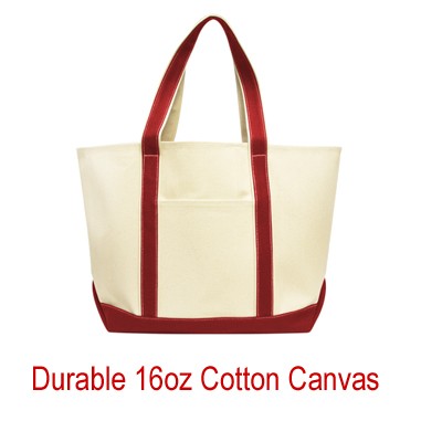 Heavy Duty 16 Oz. Cotton Canvas Boat Tote Bag