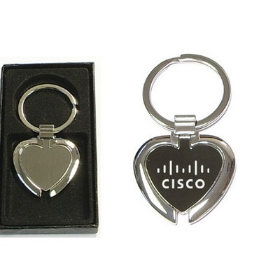 Heart Shape Chrome Metal Split Ring Key Holder with Gift Case