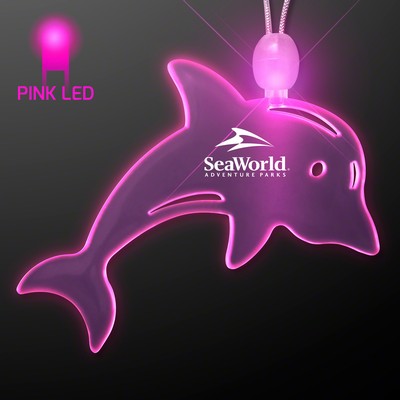 Acrylic Dolphin Shape Necklace w/Pink LED - Domestic Print