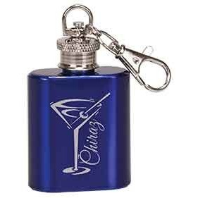 Personalized Stainless Steel Flask Kay Chain, Gloss Blue, 1 oz