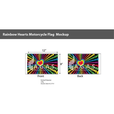 Rainbow Hearts Motorcycle Flag 6"X9"