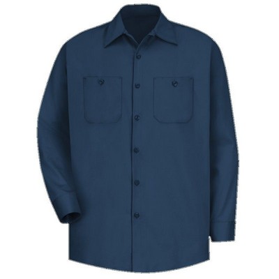 Red Kap™ Men's Long Sleeve Wrinkle Resistant Cotton Work Shirt - Navy Blue