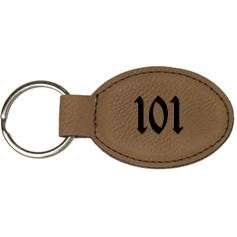 Key Chain - Dark Brown Oval, Leatherette