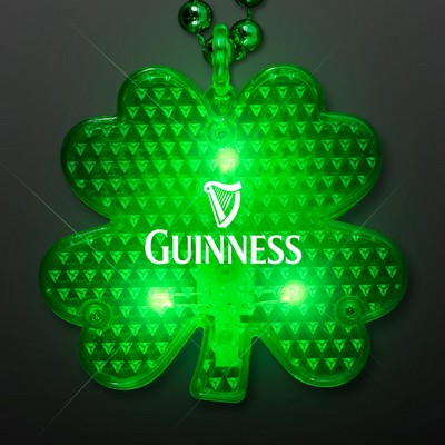 Flashing LED Shamrock Charm on Beads Necklace - Domestic Print