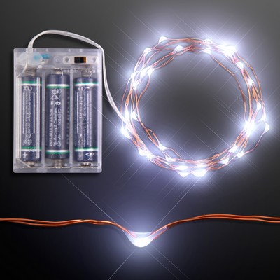 118" White LED String Lights, Battery Operated - BLANK