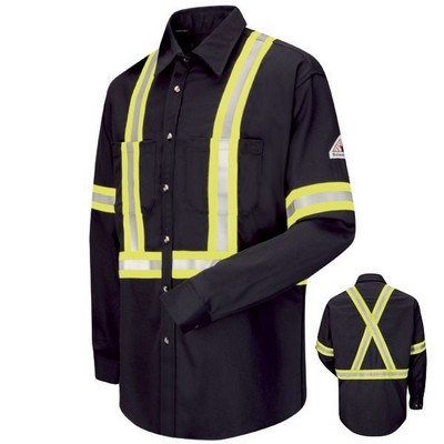 Bulwark® Men's 7 Oz. Dress Uniform Shirt w/CSA Reflective Trim