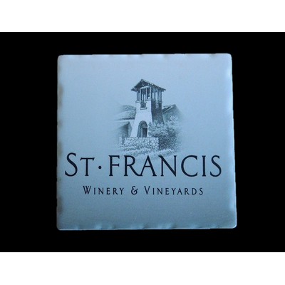 4.25" Square Absorbent Stone Chiseled Edge Coaster Matte Finish (overseas production)