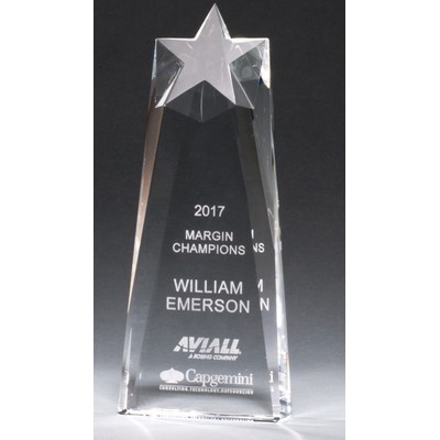 Star Trophy Carved From A Block Of Crystal -7.5"