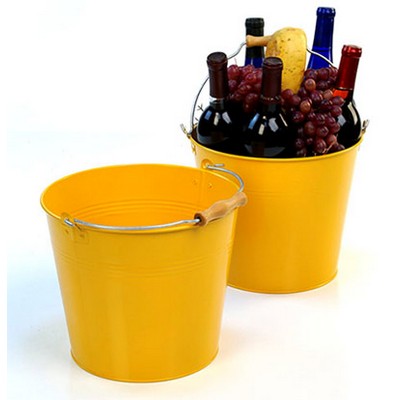 10" Goldenrod Painted Pail w/Wooden Handle