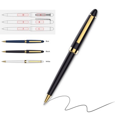 Metal look Ballpoint Pen with golden clip