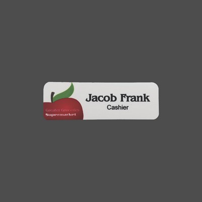 White Metal 4-Color Process Name Badge 1" x 3"