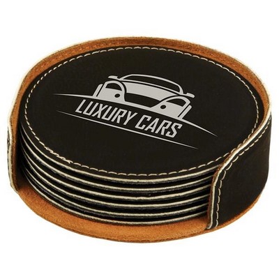 Round Leatherette Coaster Set