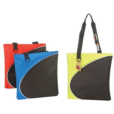 Stylish Poly Tote Bag w/ Pen Holder Strap 13"x14x1"