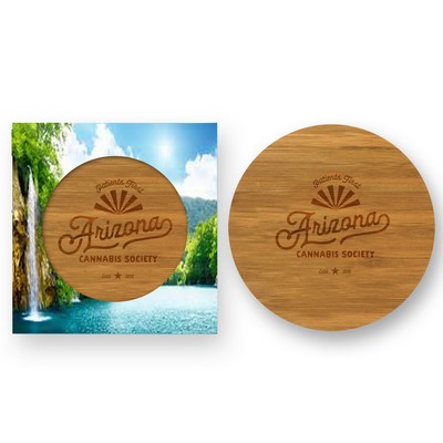 Round Bamboo Coaster In Gift Box