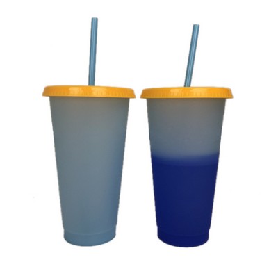 Color Changing 24oz Cold Stadium Cups with Straws & Lids