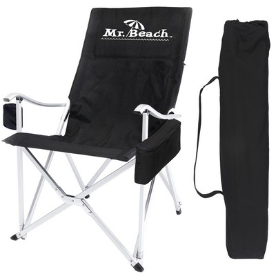 CLOSEOUT SPECIAL - PRICES SHOWN REDUCED 30% Folding High Back Aluminum Arm Chair w/Cooler & CarryBag