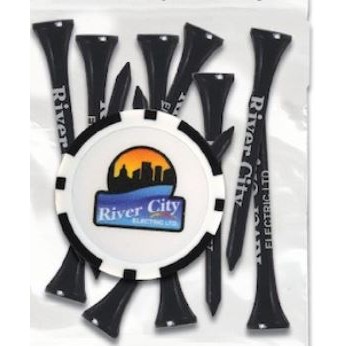 ZIPLOCK GOLF TEE PACK - 10-2 3/4" Tees/1 Poker Chip/1 Divot Tool