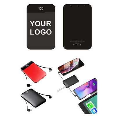 8,000mAh Portable Power Bank w/2 Charging Cables