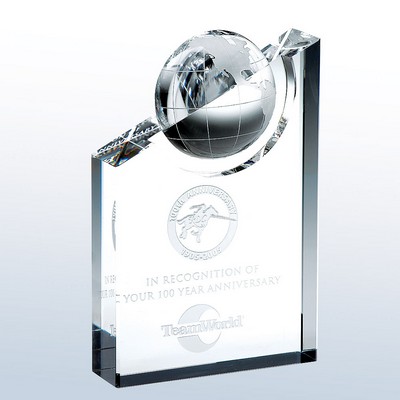 World Globe Pinnacle Optic Crystal Award - Large