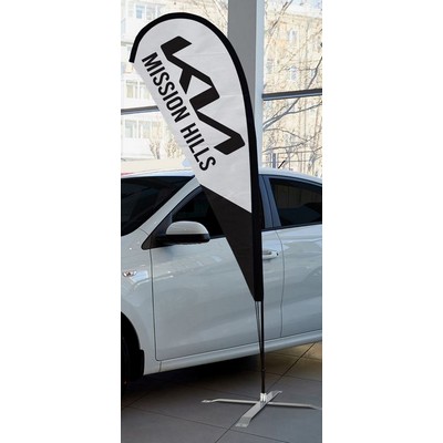 Custom Single Sided Teardrop Flag Kit w/Ground Spike Spindle Base