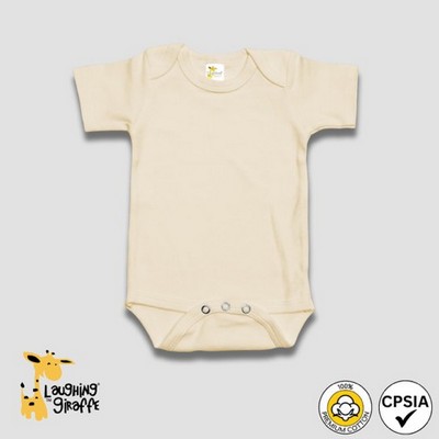 Baby Short Sleeve Bodysuits - Natural - Premium 100% Cotton - Laughing Giraffe®