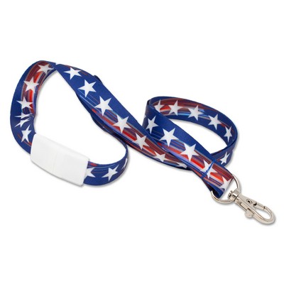 5/8" USA Flag Stars on Blue Background Patriotic Lanyards