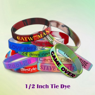 Tie Dye Silicone Wristband - 1/2" band