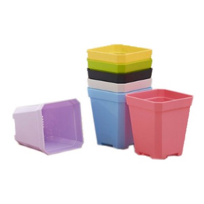 Mini Square Plastic Plant Flower Pot Home Office Decor Planter Colorful