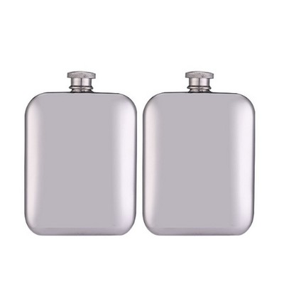 6oz Rectangle Stainless Steel Polish Hip Flask