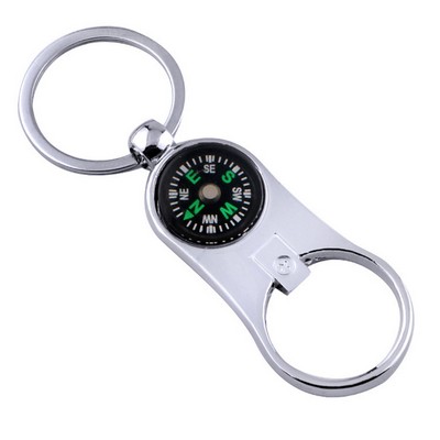 Metal Bottle Opener Compass Keychain