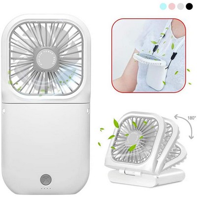 3000mAH Portable Mini Quiet Handheld Personal Neck Fan Foldable With Power Bank, Hands Free