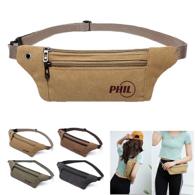 Canvas 3-Zipper Fanny Pack