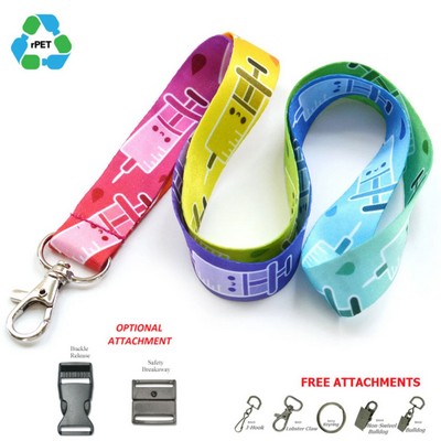 5/8" Recycled PET Full Color Sublimation Lanyard Custom Imprint ID Badge Holder