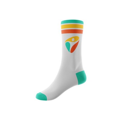 360 Degree Digital Print Poly-Spandex Crew Socks with Contrasting Toe/Heels