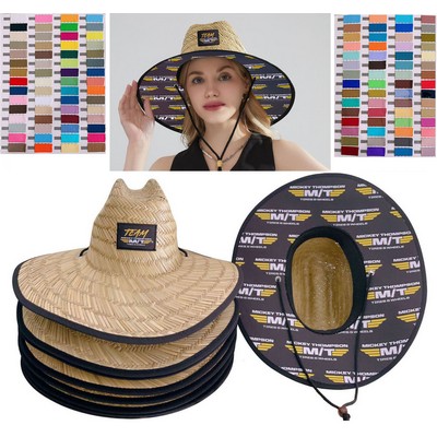 Lifeguard Straw Hat w/Customized Patch & Under Brim - MOQ 25