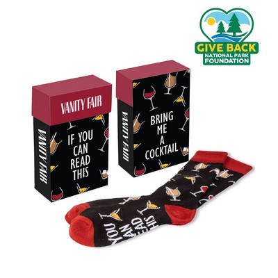 ACE Cocktail Themed Socks in Flip Top Box