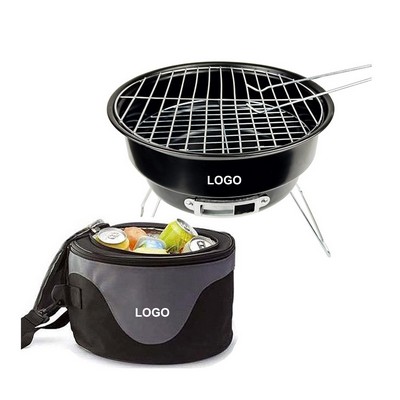 Mini Round Charcoal Grill wit Cooler Bag