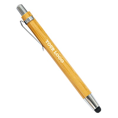 Bamboo Ballpoint Pen With Stylus