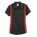 Dickie's® Women's Short Sleeve Industrial Color Block Shirt - Black/English Red