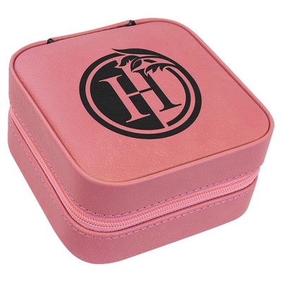 4" X 4" Pink Leatherette Travel Jewelry Box